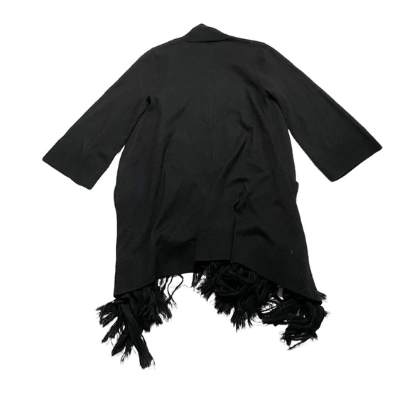 Alice + Olivia Black 100% Wool Designer Soft Knit Cardigan Sweater Tassel Accent - Picture 2 of 6